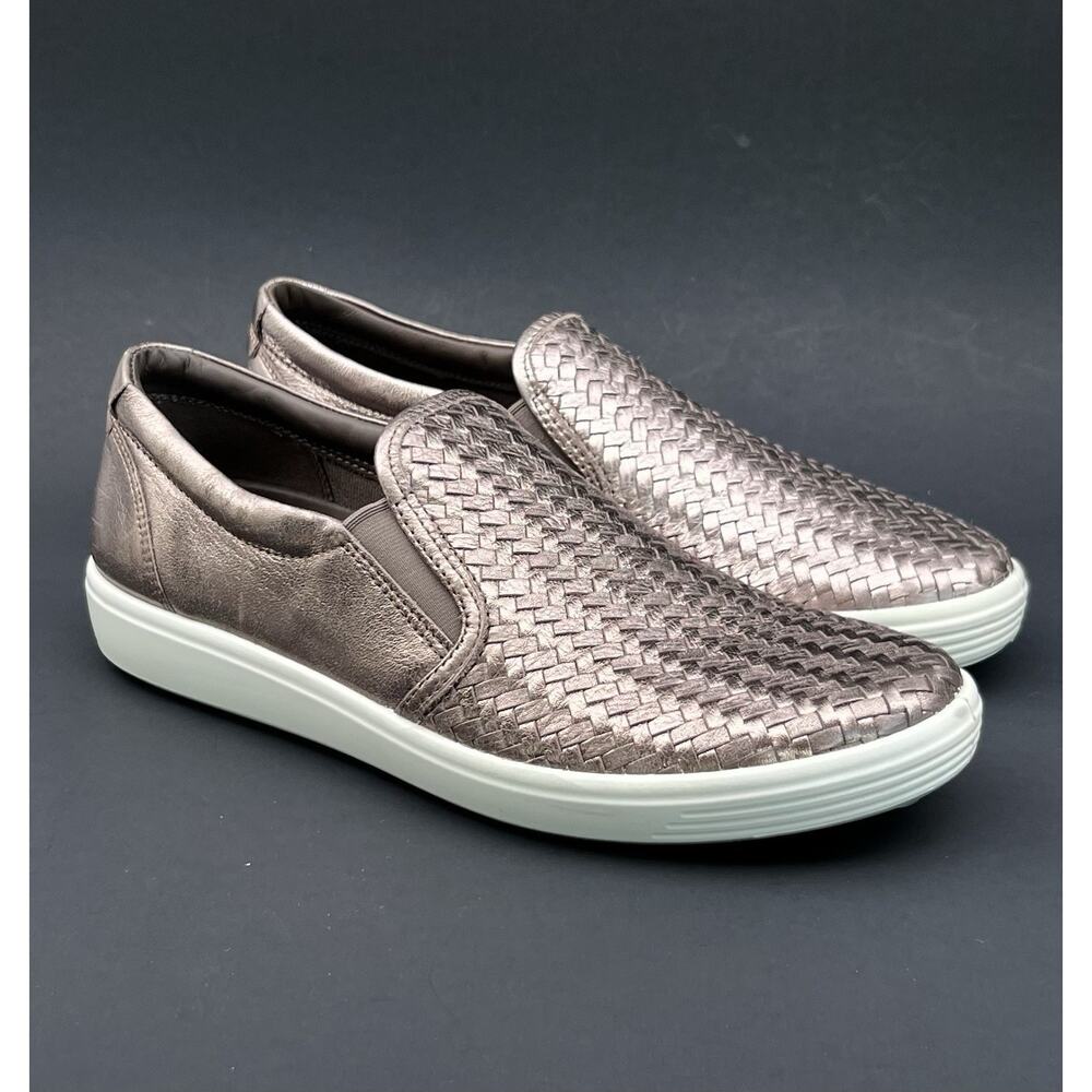 ECCO Soft 7 Slip-On Leather Bronze Sneakers Women's Size 9 US - Picture 3 of 13